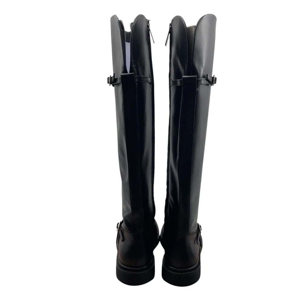 Sarto by Franco Sarto Ainsley Black Leather Over The Knee Moto Boots Womens 6.5M